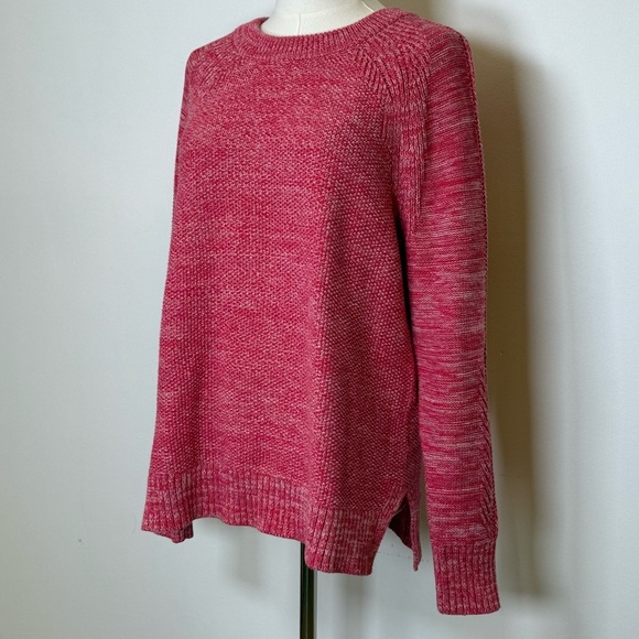 GAP 100% Cotton Misty Rose Marled Sweater Split Hem Women’s Size Medium - Picture 2 of 9